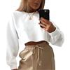 ORANDESIGNE Felpa Corte con Cappuccio con Stampa da Donna Ragazza Sweatshirt Manica Lunga Y2K E-Girl Pullover Casual Harajuku Streetwear Crop Top T-Shirt Sportiva A Bianco XS