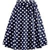 WERFORU Gonna midi da donna anni '50, gonna a pois rockabilly, vintage, linea A swing, gonna a pieghe con cintura, Blu, L