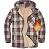 Xnova Camicia Flanella Uomo Manica Lunga a Quadri, Casual Zip Felpa Giacca con Cappuccio Fodera in Pile, Caldo Cappotto Camicia Imbottita Hoodies Sweatshirt con Tasche Invernale in Autunno
