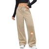 PASUDA Pantaloni Tuta Donna Pantaloni Termici Invernali Casual Larghi Pantaloni Jogging a Vita Alta Pantalon Sportivi Lungo Comodi in Pile Gamba Larga Jogger con Tasche e Coulisse (Kaki, XL)