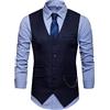 RONGKIM Showu Gilet classico da uomo con motivo cachemire, doppiopetto, slim fit, formale, per matrimoni e affari, Marina Militare, M
