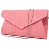 Emila Pochette rosa donna scamosciata elegante grande da cerimonia borsa a mano borsetta grande clutch ragazza da sera con tracolla in catena removibile matrimonio Tessuto scamosciato Rosa