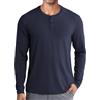 COOFANDY Maglioni da Uomo Camicie a Maniche Lunghe Maglioni con Collo alla Coreana vestibilità Regolare Maglie Senza Colletto T-Shirt Maglieria Tinta Unita 3 Bottoni Blu Navy L