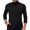 Oanviso Maglia Uomo Manica Lunga Collo Alto Sottile Sportiva Maglietta Slim Fit Elasticizzata Basic Maglione Dolcevita Semplice Lupetto Caldo Leggero Pullover Sottogiacca Felpato Nero L