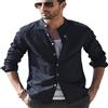 BERCIELY Camicia Uomo Manica Lunga Estate Sottile Top Casual Uomo Baver Retro Slim Fit Polo Uomo all-Match Tinta Unita personalità Camicia Classica Uomo