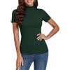 Totatuit Lupetto Donna Dolcevita Manica Corta Maglietta Elegante Tshirt a Costine Basic Top a Collo Alto Casual Pullover di Slim Fit S-XXL