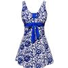 Wantdo Costume da Bagno Donna Curvy Intero con Controllo Pancia Tankini | Vita Alta, Modellante,Push-Up, Senza Ferretto,con Shorts/Gonnellino Integrati,Taglie 44-58,Moda da Spiaggia, Vacanze Estive