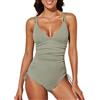 HEONSATI Costumi Interi Push Up Costume Interi Estivo Mare Costumi Intero Contenitivo Pancia Spiaggia Curvy Monokini Reggiseno Taglie Forti Sportivo Un Pezzo Scollo a V Modellante Beachwear