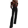 shownicer Monopezzi e Tutine da Donna Tuta Lunga Jumpsuit Elegante Abito Cerimonia Tuta Jumpsuit Manica Lunga Casual Stampa Pagliaccetti Pantaloni B Nero XL