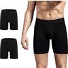 ZLYC Boxer da Uomo in Cotone a Gamba Lunga Confezione da 3/4(2 Confezioni di Colore Nero),XXL