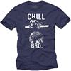 MAKAYA Maglietta Chill Bro - T-Shirt Swag Uomo Bradipo Blu M