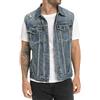 CoXuantion Gilet Smanicato in Jeans Uomo Gilet Vintage Strappato Denim Gilets Moto Cowboy Senza Maniche Casual Punk Biker Gilet S,Blu