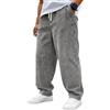 Onsoyours Pantaloni in Velluto a Coste da Uomo a Gamba Larga Pantalone con Tasche e Elastico in Vita A Grigiochiaro M