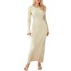 Geagodelia Maxi Abito Lungo da Donna Invernale a Maniche Lunghe Scollo Rotondo Abito Tinta Unita a Maglia Lungo Aderente Elasticizzato