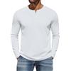 ORANDESIGNE T Shirt Uomo Maglietta Manica Lunga Slim Fit Henley Tshirt Maglia Bottone A Bianco M
