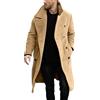 Generico Trench Lungo a Vento Uomo Ufficio Elegante Giacca in Tweed Caldo Capispalla Manica Lunga Doppiopetto Lungo Trenchcoat da Uomo Lana Business Slim Fit Casual Cappotti Viaggi Autunno e Inverno Classico