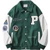 ORANDESIGNE Giacca da Baseball Unisex Varsity Jacket Uomo Ricamo Giubbotto Leggere Casual per Uomo Invernale Autunnale M Verde M