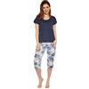 Selente Moonline Pigiama Donna Comodo e di Tendenza in Morbido Cotone, Blu Pinocchietto, M