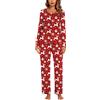 Ekouaer Pigiama Donna Cotone Caldo Pigiami Tuta Pigiama Donna Invernale Set Pigiama Tasche con Coulisse Lovable, Natale, S