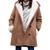 Svanco Cappotto Duffle‑Coat Donna Pelle Di Daino Foderato Con Cappuccio | Interno Sherpa Morbido, Cappuccio Integrato, Chiusura A Bottoni A Corno, Tasche Laterali, Per Inverno E Uso Quotidiano