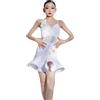 YXYjLb Abiti da Ballo Latino for Ragazze Set di Costumi Gonne A Canotta Concorso di Salsa Moderna Dancewear Costumi di Pratica di Danza(White,130)