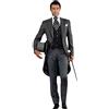 YZHEN Uomo Tuxedo One Button Tailcoat 3 Pezzi Abito da Sposa