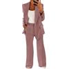 shownicer Tailleur Donna Eleganti Pantaloni e Giacca da Cerimonia Completo Blazer a Maniche Lunghe Tuta Elastici in Vita Set di Abiti in Tinta Unita Due Pezzi Elegante Suit A Rosa Scuro XL