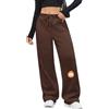 PASUDA Pantaloni Tuta Donna Pantaloni Termici Invernali Casual Larghi Pantaloni Jogging a Vita Alta Pantalon Sportivi Lungo Comodi in Pile Gamba Larga Jogger con Tasche e Coulisse (Marrone, XL)