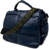Emila Borsa donna trapuntata blu a mano da lavoro ufficio tipo messenger bag postina capiente con tracolla in tessuto porta documenti shopping grande shopper Blu