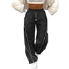 ticticlily Pantaloni Cargo Donna Y2K Baggy con Tasche Pantaloni Vita Alta Bassa Larghi Dritti Casuale Hip Hop Jogger Harajuku Paracadute Abbigliamento Retro E Nero S