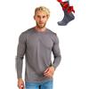 Merino.tech Maglia Termica Lana Merino Uomo - 100% Intimo Termico Lana Merino Uomo Leggero, Medio, Pesante con Calzini (165 Perfect Grey, Small)