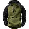 Generisch Giacca sportiva da uomo sottile leggera, felpa con cappuccio da uomo medievale, felpa vintage, giacca sportiva steampunk, abbigliamento da allenamento, top vichingo, cotone, giacca con cappuccio