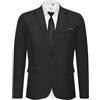 Zanisouta Sakko - Felpa da uomo, sportiva, per l'estate, blazer da lavoro, taglie grandi, abito moderno, leggero, giacca da completo, stretch, slim fit, per il tempo libero, 1 bottone, smoking, O nero