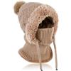 TAGVO Cappelli Donna Inverno Berretto Donna in Maglia, Cappello Beanie in Pile Berretto con Pom Pom, Regolabile Slouchy Berretto da Sci con Coulisse Passamontagna Donna per attività all'aperto