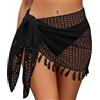 SEAUR Gonna da donna a maglia per la spiaggia, corta, trasparente, gonna avvolgente da spiaggia con cordoncino, mini sarong, pareo, a maglia, bikini cover up, rete a maglia, avvolgente, S-XL, L