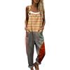 Generico Salopette Donna Estiva Lunga Tuta Intera in Lino e Cotone con Stampa Floreale Boho Chic Jumpsuit Gamba Larga Tasche Bretelle Regolabili Taglie Forti Mare Vacanza Comoda Baggy