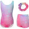 zffriction Ragazze Body Ginnastica Body Danza Ginnastica Artistica per Bambina Senza Maniche (stelle colorate, 140)