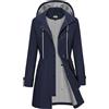 CMTOP Giacca Impermeabile Donna Cappuccio Antivento Trench Traspirante Leggero Parka, Lungo All'aperto Cappotto Per Primavera e Autunnale Ripiegabili Softshell Raincoat