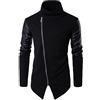 Generic Cappotti e giacche da uomo invernali, casual, asimmetrici, felpa patchwork con zip intera, colletto alto, caldo, spesso, orlo irregolare, giacca maglione giacca taglie forti, Nero , XXL