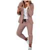 Generico Completo Tailleur Donna Elegante Pantaloni e Giacca da Cerimonia Curvy Blazer a Maniche Lunghe Due Pezzi Elegante Suit Ufficio e Lavoro