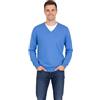 Marenza Scollo V Uomo Manica Lunga Misto Cashmere Seta Made in Italy (XXL, Bluette)