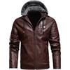 Oanviso Giacca Pelle Uomo Giacca Moto Biker con Cappuccio F Grigio XL | Giubbotto, Manica Lunga, Antivento, Outdoor, Giacche, Parka, di Pelle PU, Caldo, Autunno, Invernale