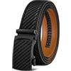 KEMISANT Cintura Uomo, Cintura Pelle con Chiusura Automatica a Cricchetto per Tailleur,Larghezza 35 mm,Taglia Regolata,Nero2949,140cm/42-48vita regolabile
