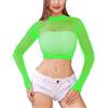 LemonGirl Maglia a rete da donna, a maniche lunghe, taglia unica, Verde, Taglia unica