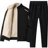 Generisch Pigiama in pile da uomo, 2 pezzi, set di pigiama invernale lungo, per la casa, morbido, termico, pigiameria, in peluche, per attività all'aperto, jogging, tuta con imbottitura, O nero., XL
