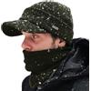 Comhats Set invernale con berretto con visiera lavorato a maglia di lana e sciarpa in pile, scaldacollo per uomo e donna - Caldo berretto con visiera lavorato a maglia 69311_verde XL/XXL