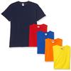 Fruit of The Loom Maglietta Pesante da Uomo, Confezione da 5, Blu Navy/Rosso/Arancione/Royal/Giallo, XL