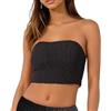 creazioni unique Top Donna Elegante Senza Spalline - Top a Fascia Corto Estivo Elasticizzato 100% Rayon (Nero)