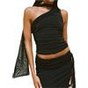 ROFUSSO Top da Donna con Spalle Scoperte Top Estivi Senza Maniche Y2K Canotta Estiva Slim Fit Tops Carino da Discoteca(Nero,M)
