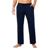 Lovasy Pantaloni del Pigiama Uomo Caldi e Lunghi a Quadri Morbidi Pantaloni da Notte con Tasche Abbigliamento da Notte per Casa Casual,A-Blu navy,S